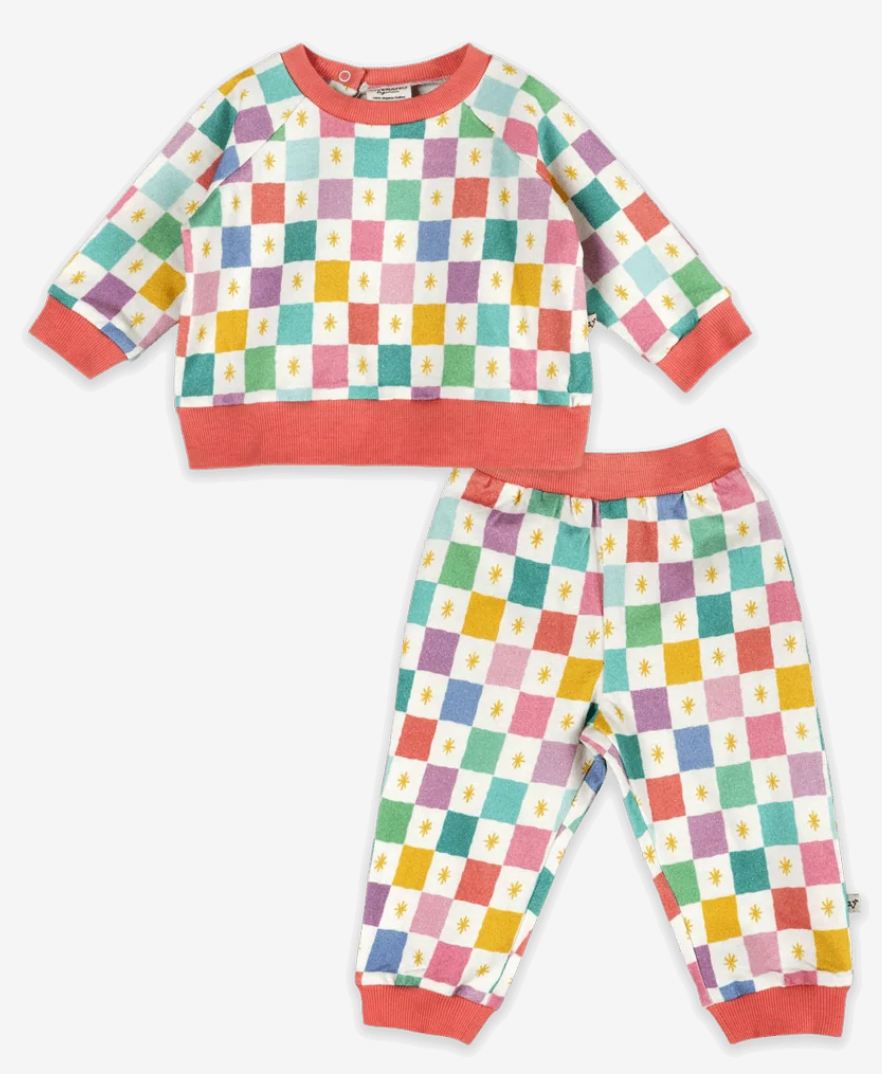 Viverano Colorful Checks Baby Sweatsuit
