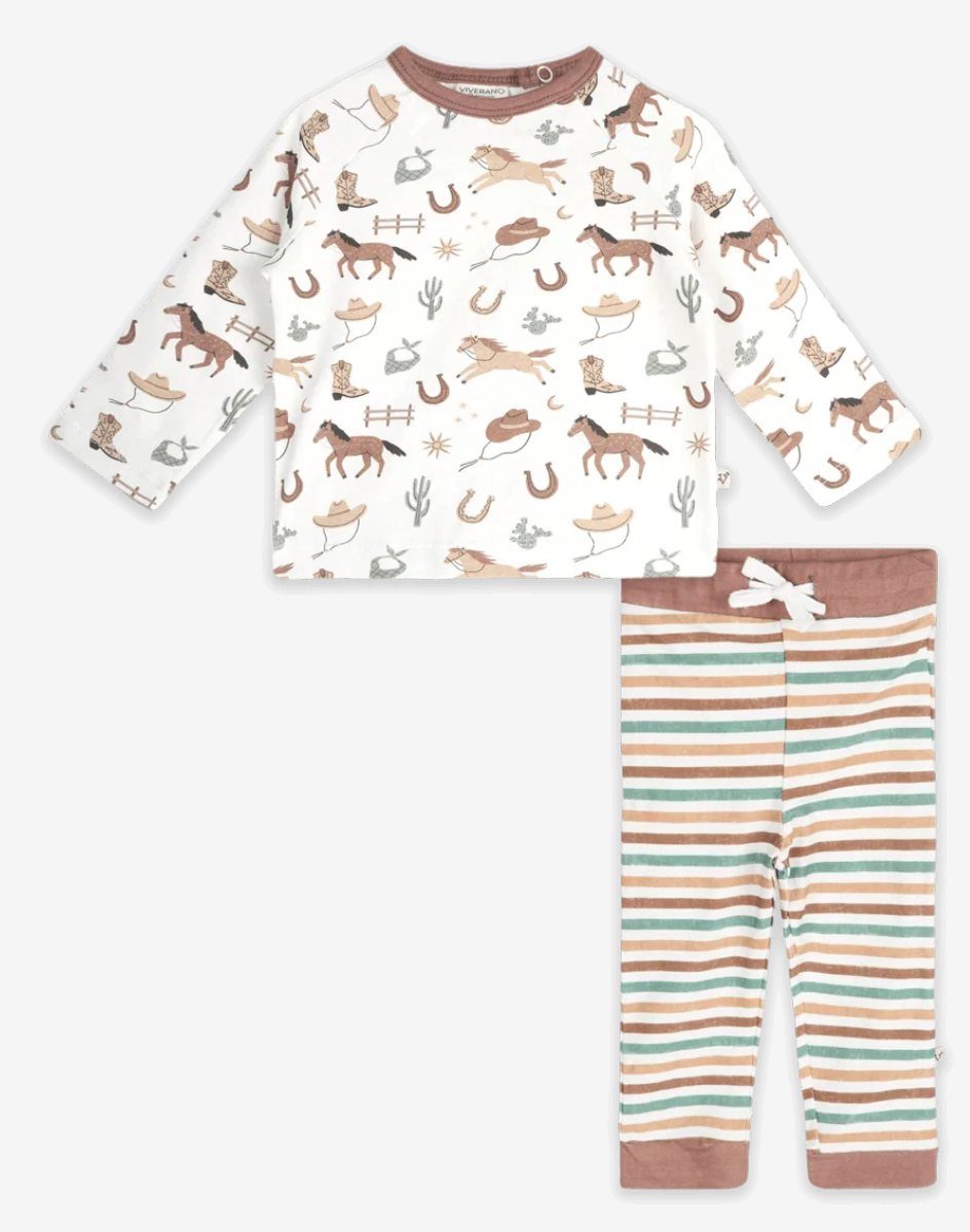 Viverano Howdy Horse Baby Tee & Jogger Set