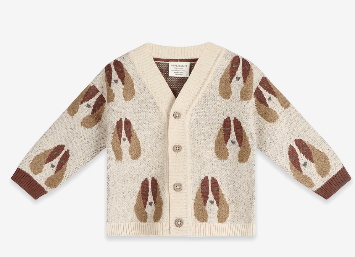 Viverano Dog Jacquard Knit Baby Cardigan