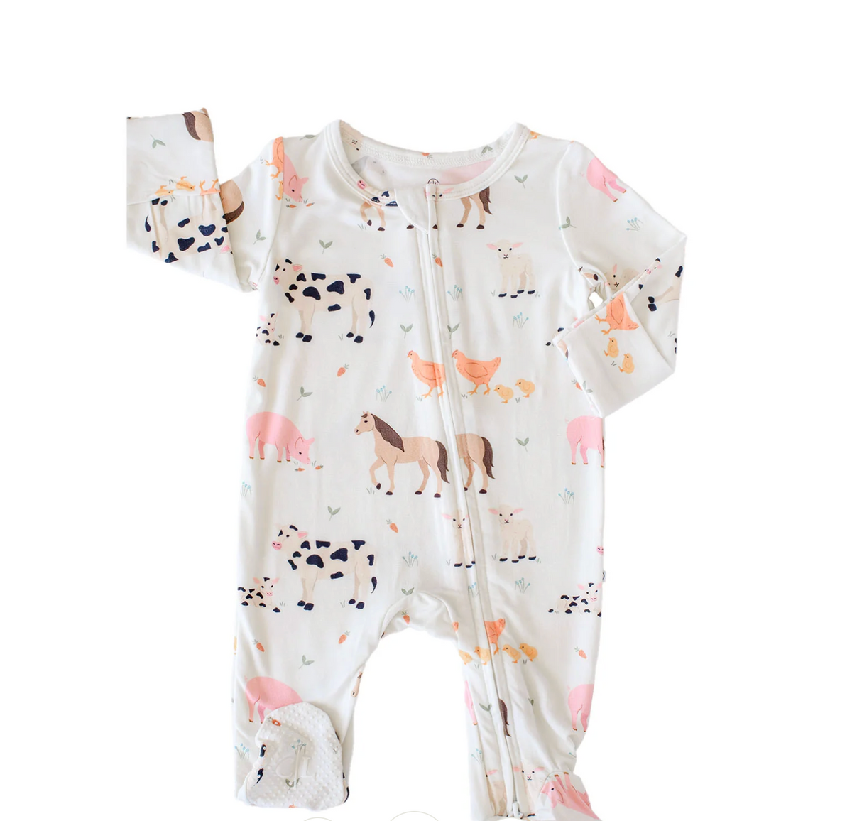 Caden Lane Zipper Footie - Farm Animals