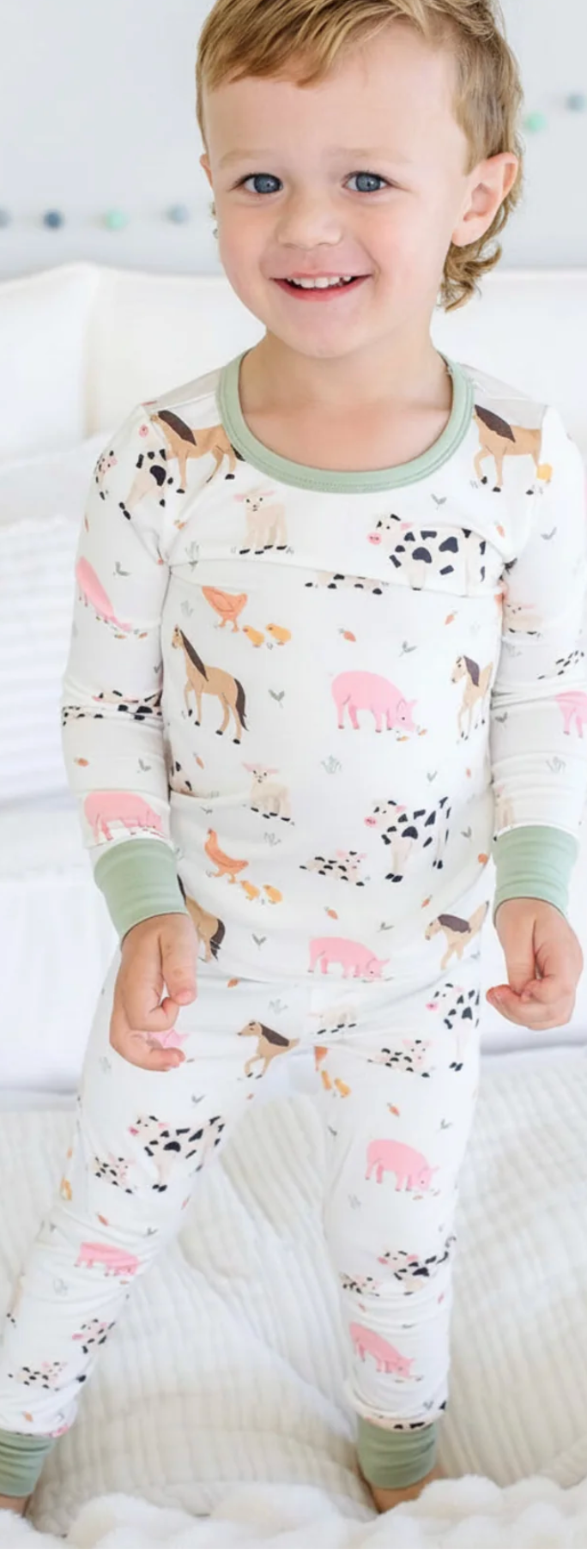 Caden Lane Two Pc Bamboo Pajama Set - Farm Friends