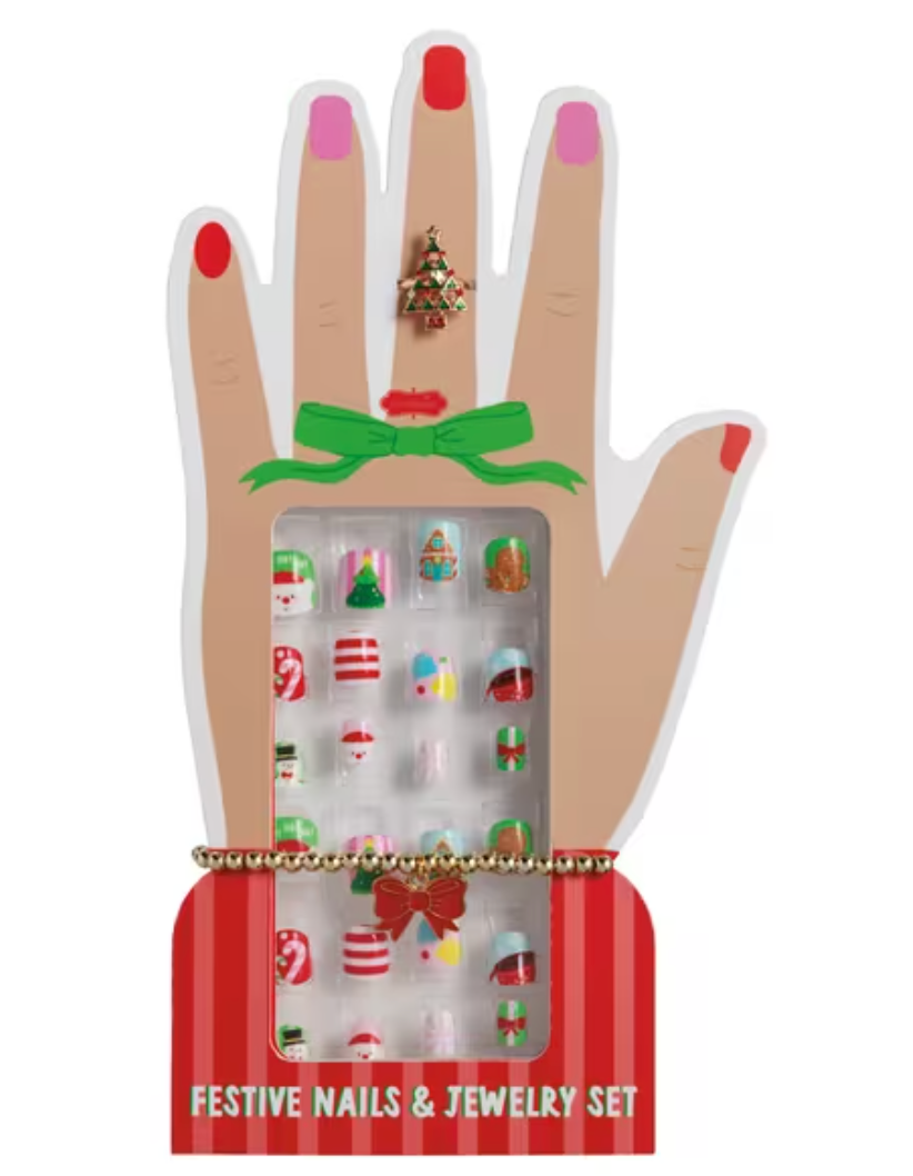 Mud Pie Christmas Nails and Jewerly Set