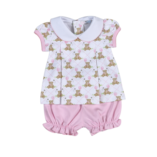 Baby Loren Teddy Bear Diaper Cover Set - Pink
