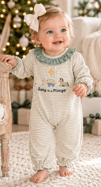 Three Sister Away in a Manger Girls Romper