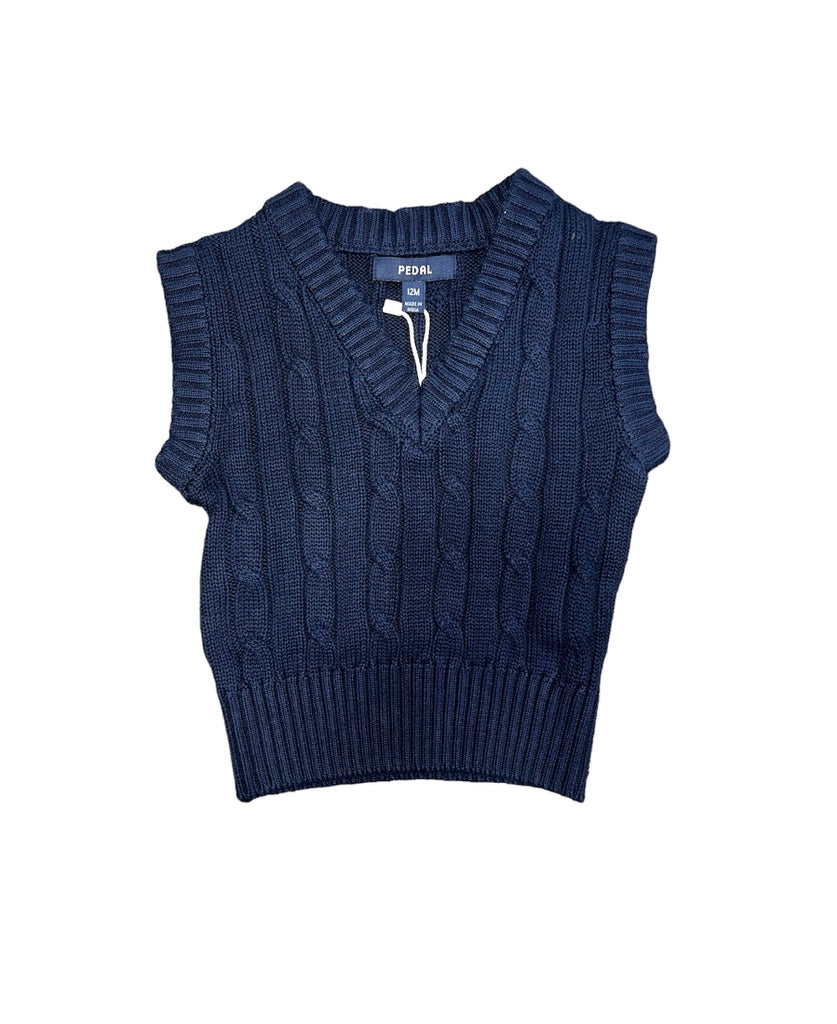 Navy Cable Vest Sweater