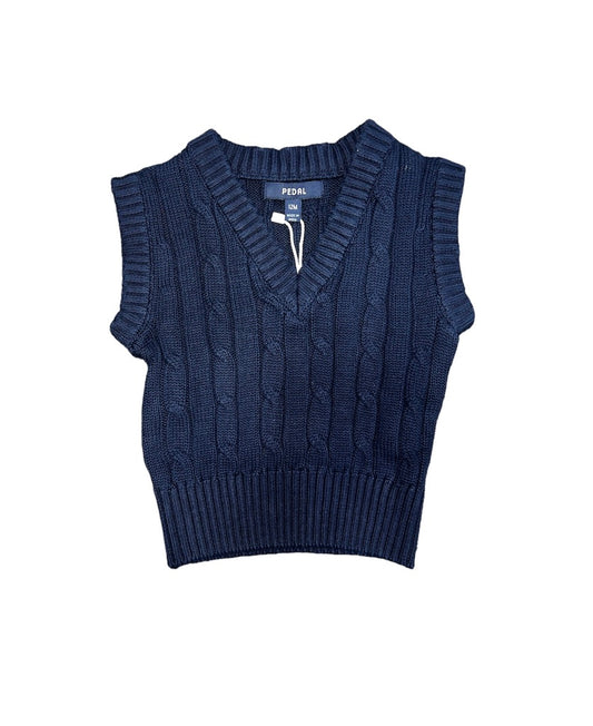 Navy Cable Vest Sweater