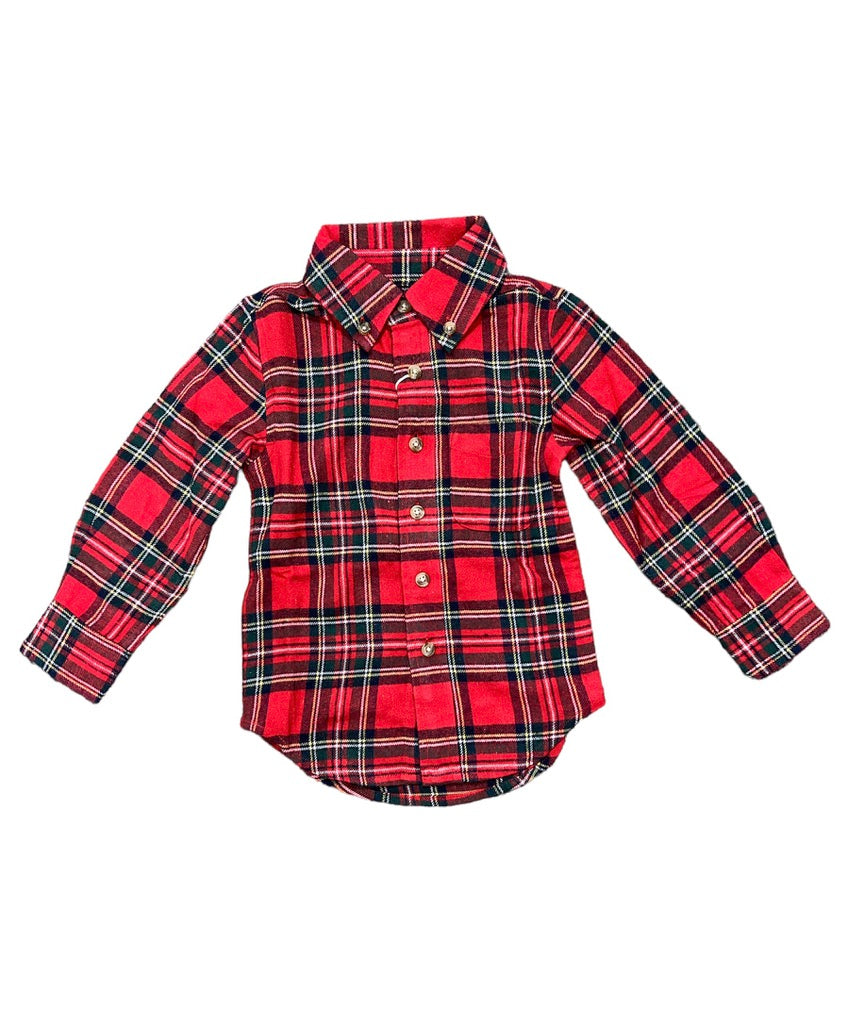 Red Tartan Plaid Button-Up Shirt
