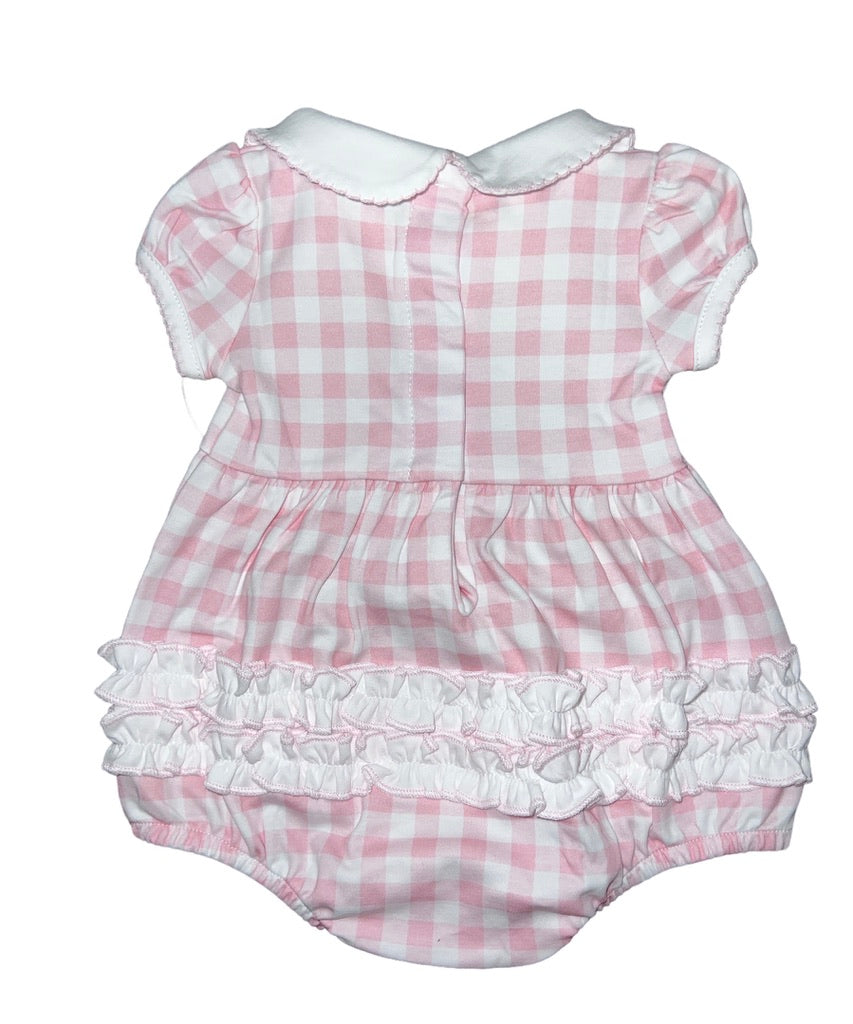 Baby Checks Collared S/S Girl Bubble Pink