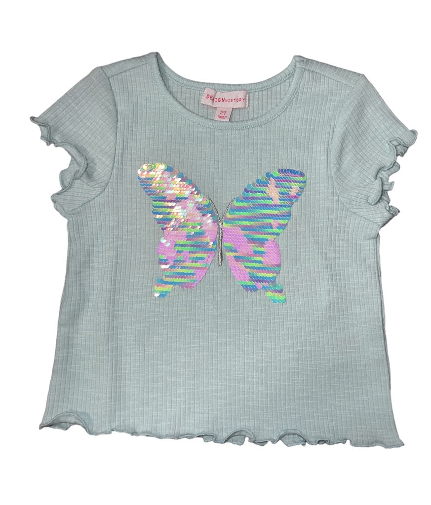 Just Blue Butterfly Sequin Tee