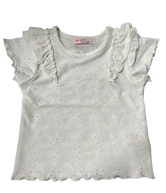 White Ruffled Soft Eyelet Top