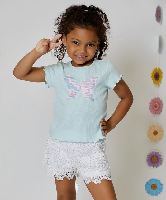 Just Blue Butterfly Sequin Tee