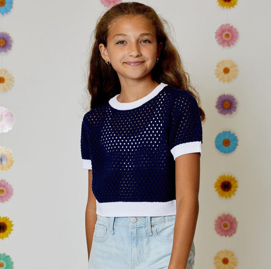 Navy Combo Short Sweater