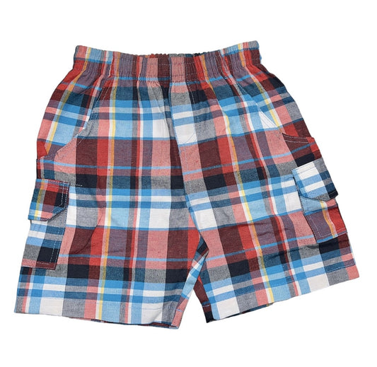 Red Madras Plaid Cargo Short