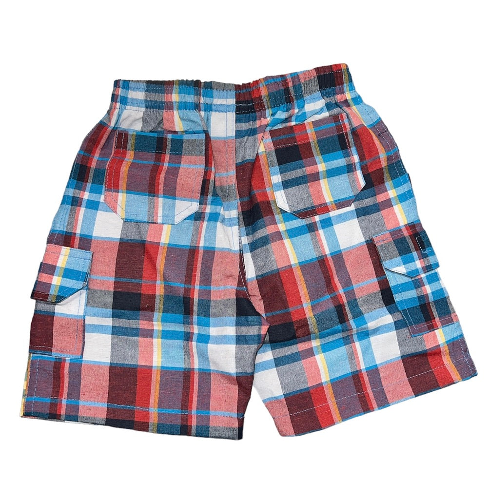Red Madras Plaid Cargo Short