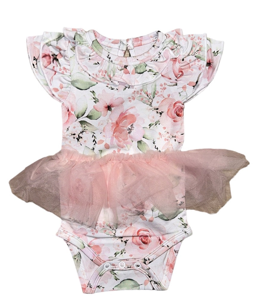 Rosy Posy Tulle Flutter Onesie