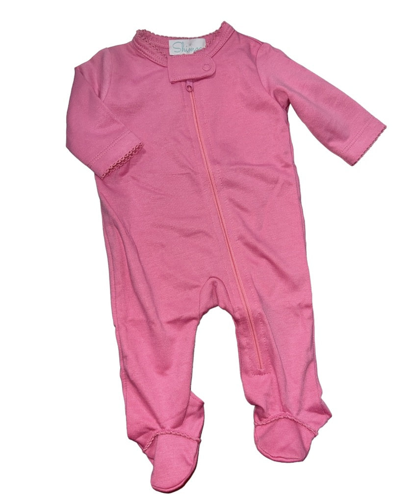 Pima Hot Pink Zipper Footie