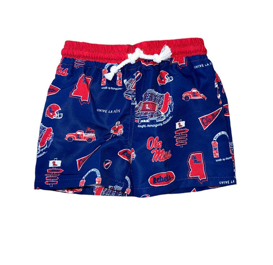 Ole Miss Printed Swim Trunk