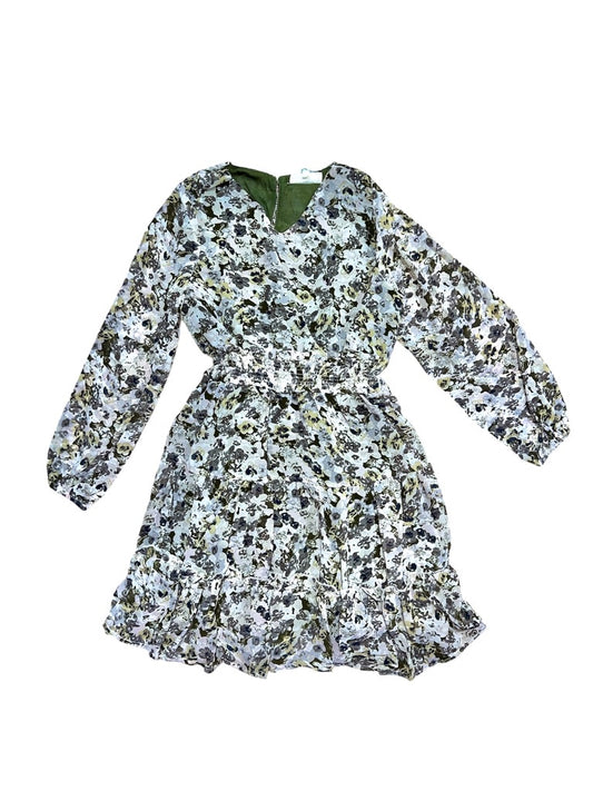 Floral Smock Waist Dress Olive