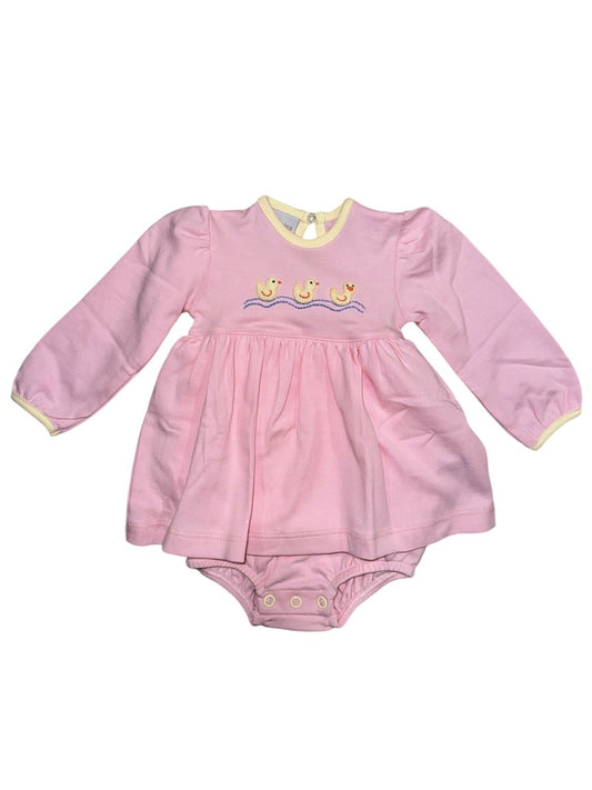 Squiggles Ducks in a Row Onesie Dress Pink/Yellow