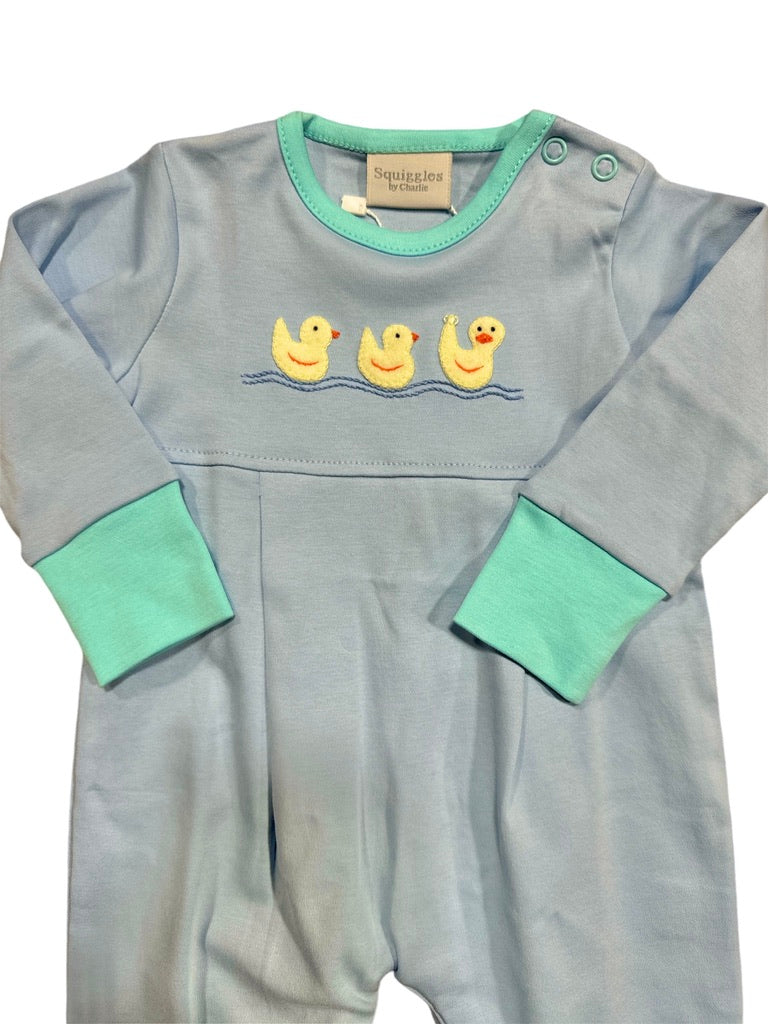 Squiggles Ducks in a Row Coverall Blue