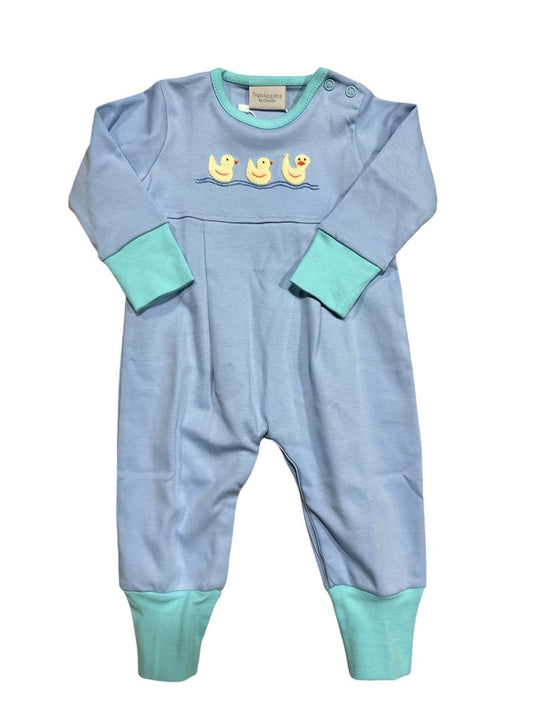 Squiggles Ducks in a Row Coverall Blue