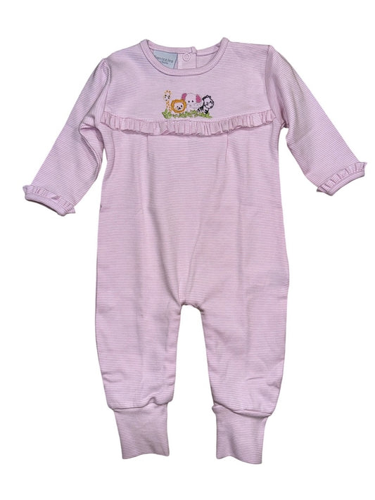 Squiggles Coo Zoo Coverall Pink Stripe