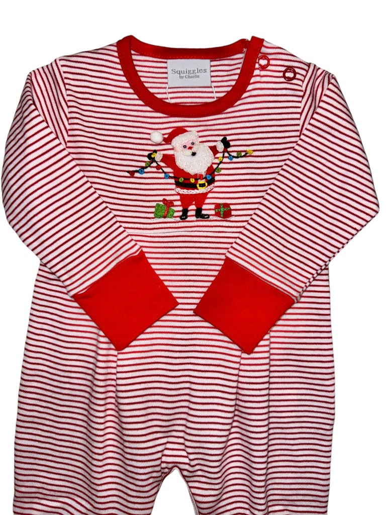 Squiggles Twinkling Santa Coverall Red Stripe