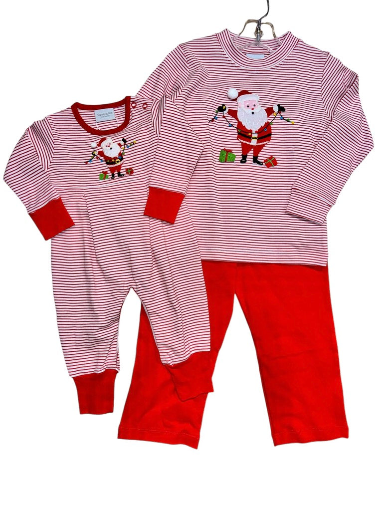 Squiggles Twinkling Santa Coverall Red Stripe