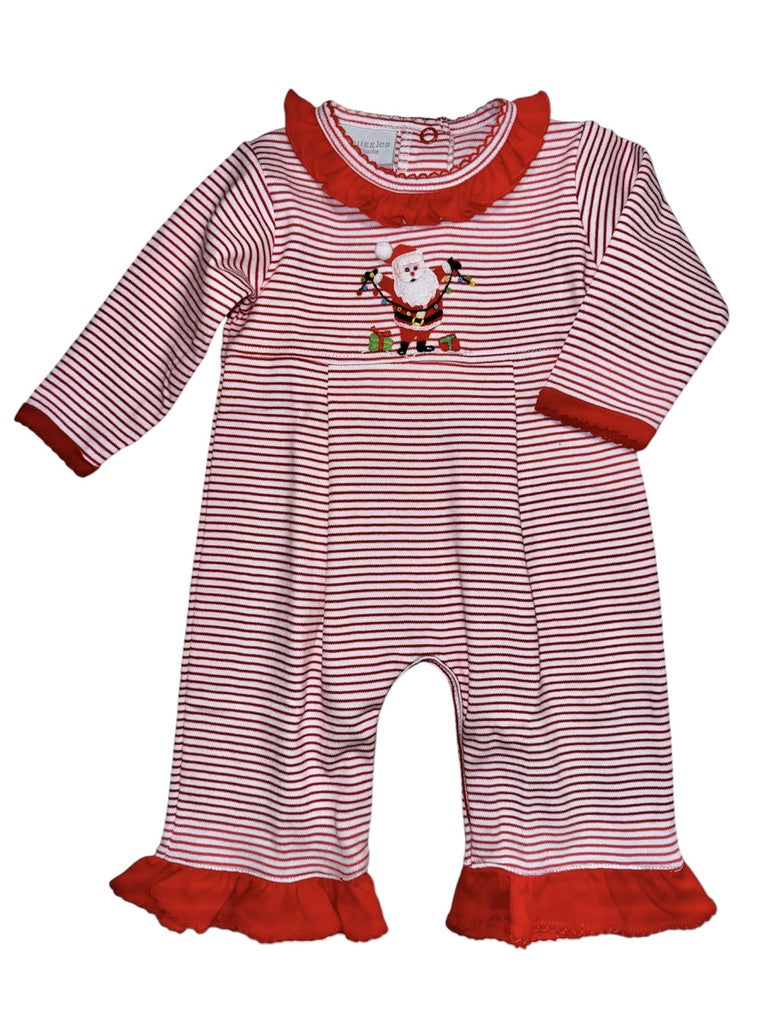 Squiggles Twinkling Santa Coverall w/Ruffles Red Stripe