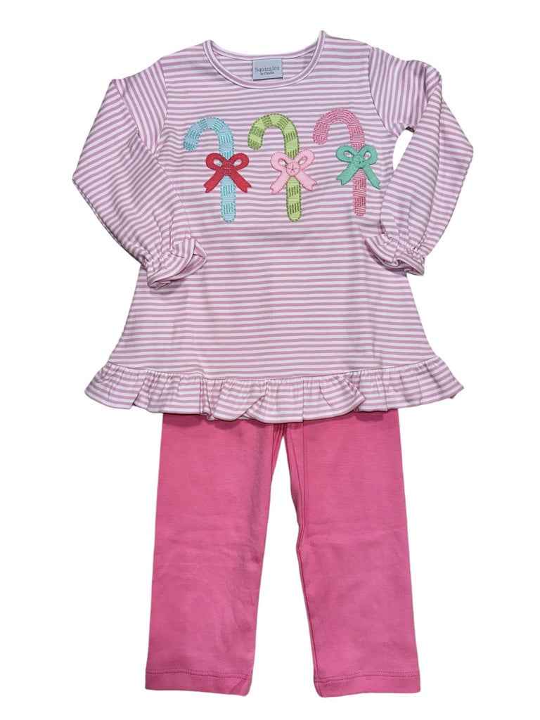 Squiggles Pastel Candy Canes Legging Set