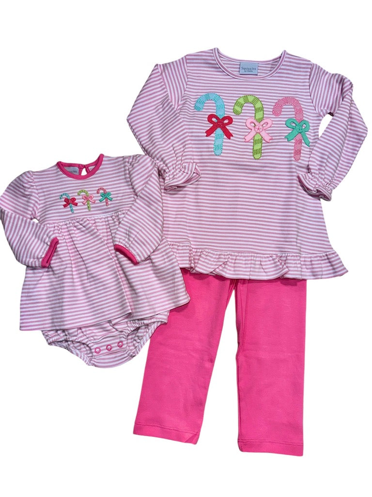 Squiggles Pastel Candy Canes Legging Set