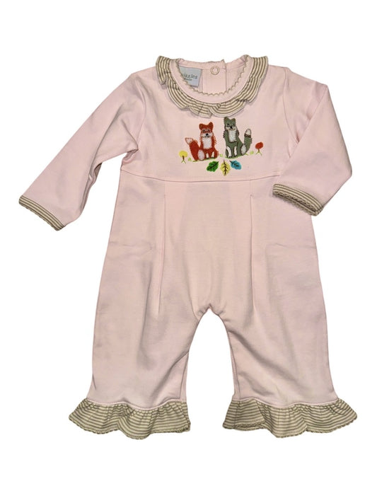 Squiggles Fox Trot Coverall Pink/Tan