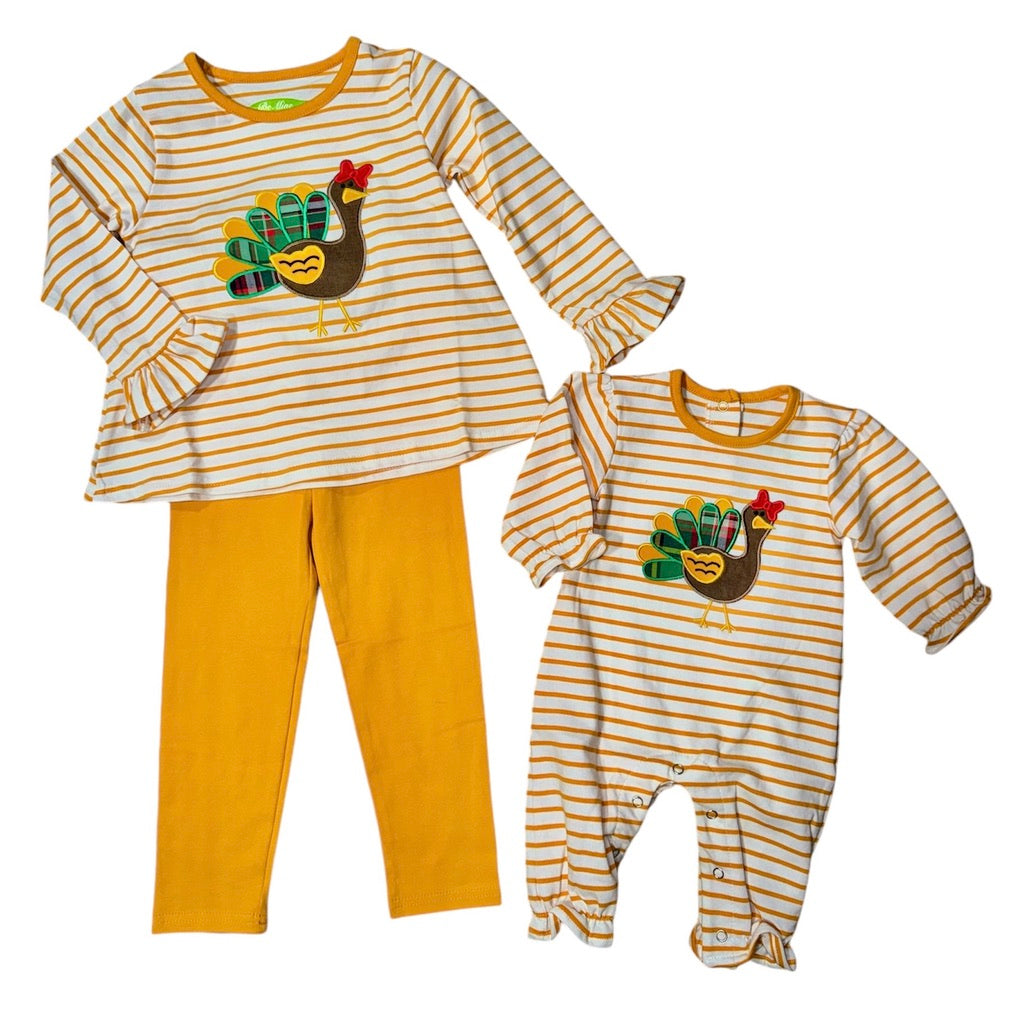 Be Mine Applique Turkey Girl's Romper