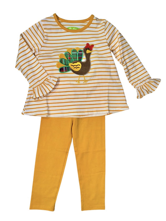 Be Mine Applique Turkey Girl's Pants Set