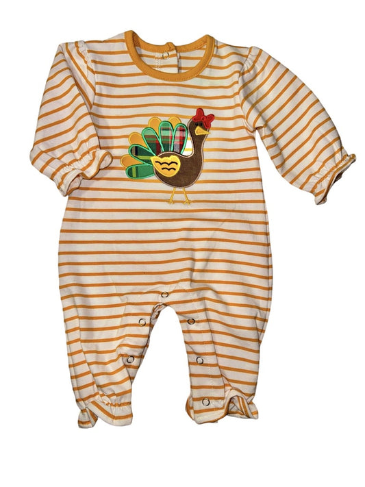 Be Mine Applique Turkey Girl's Romper