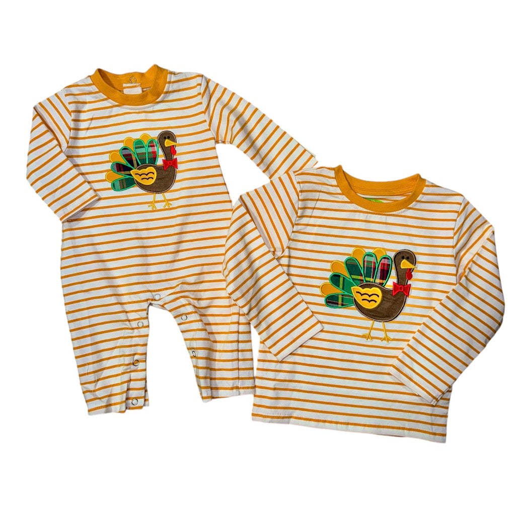 Be Mine Applique Turkey Boy's Romper