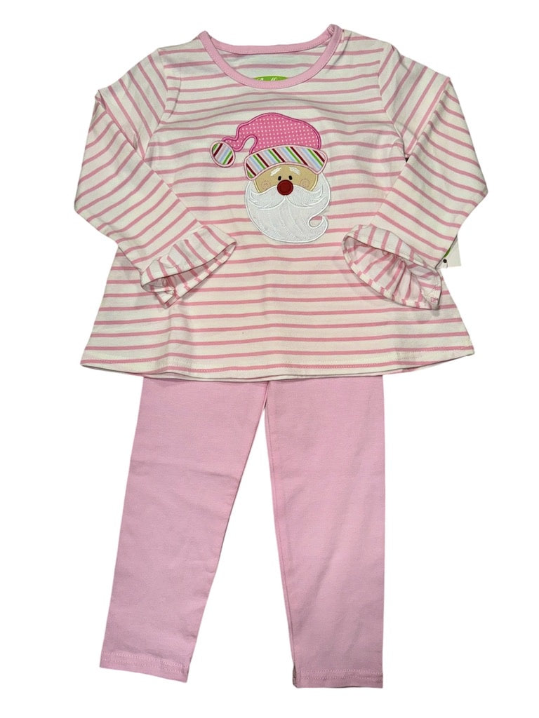 Be Mine Applique Santa Face Girl Pant Set