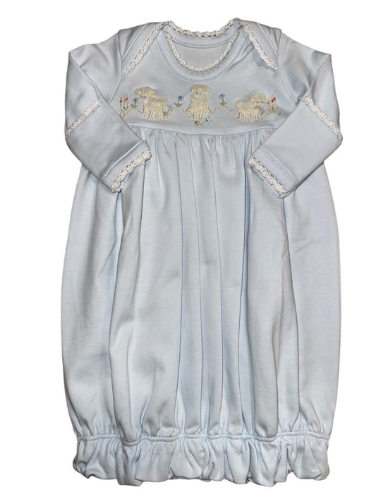 Squiggles Lambs Lap Shoulder Gown Blue