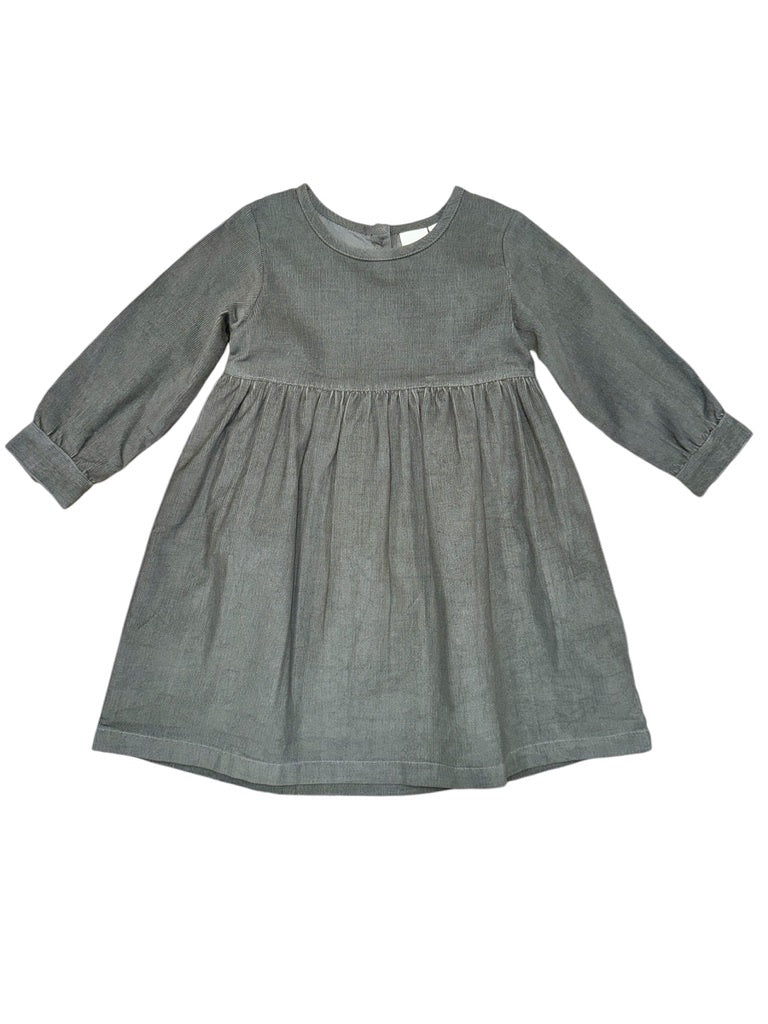 Grey Corduroy LS Dress