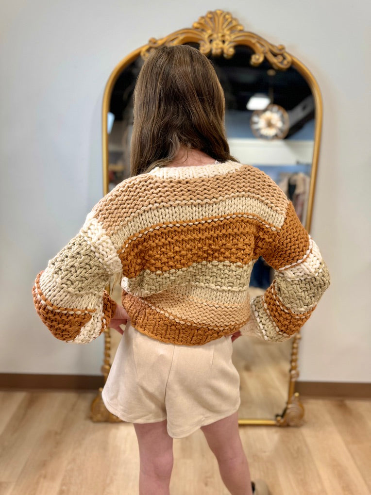 Tween Butter Pecan Chunky Sweater