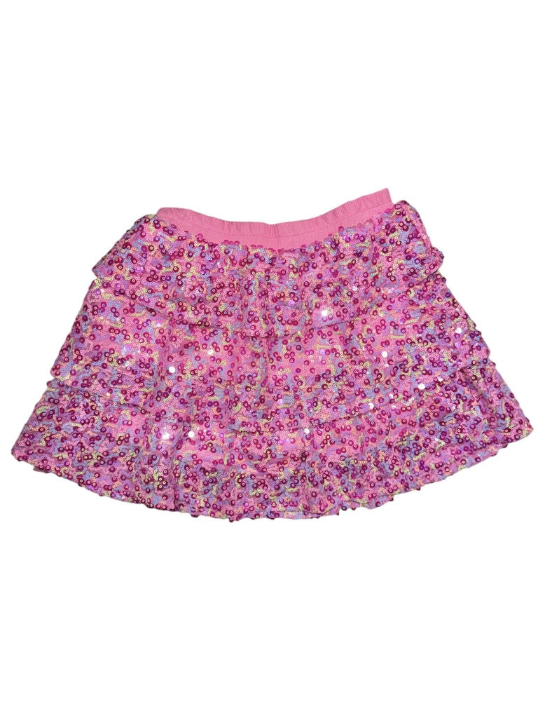 Pink Sequin Tiered Skirt