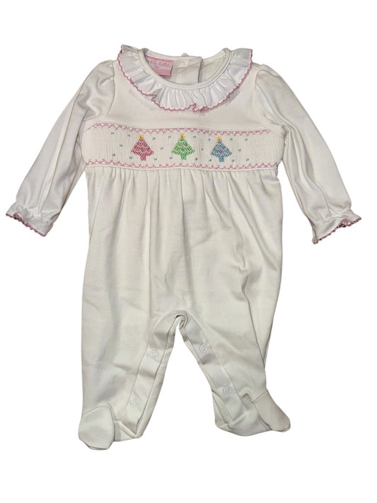 Petit Bebe Christmas Trees Girls Footie