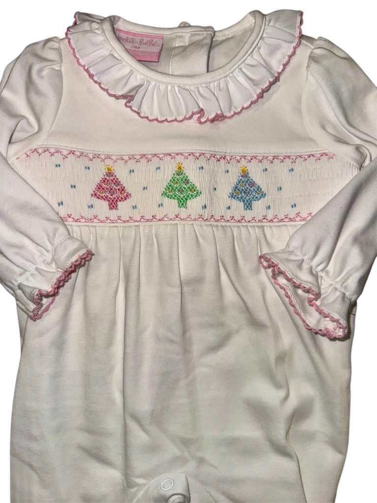 Petit Bebe Christmas Trees Girls Footie