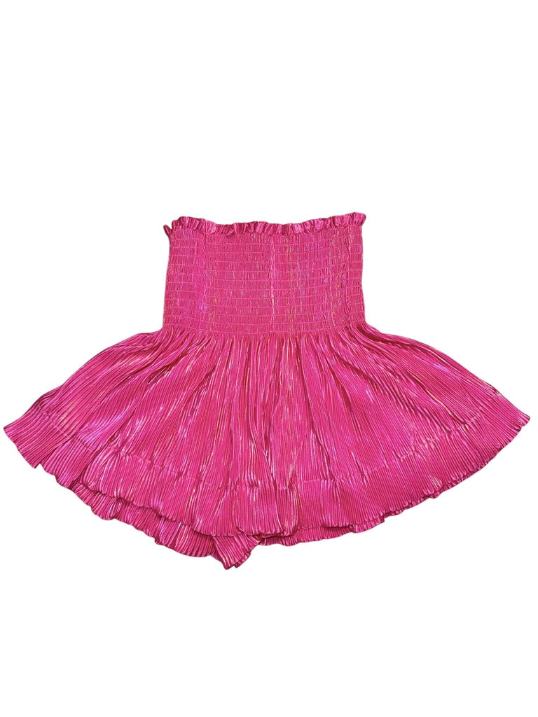 QOS Kids Hot Pink Pleat Swing Shorts