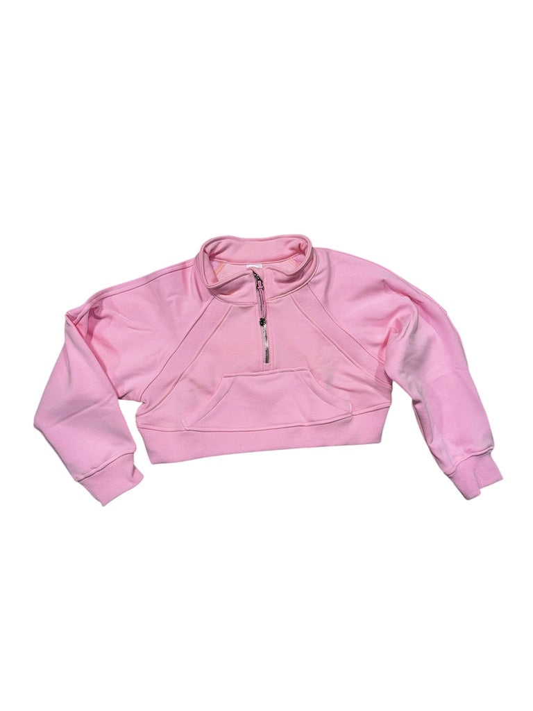 Cropped 1/4 Zip Sweatshirt Light Pink