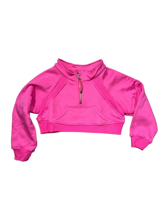 Cropped 1/4 Zip Sweatshirt Hot Pink