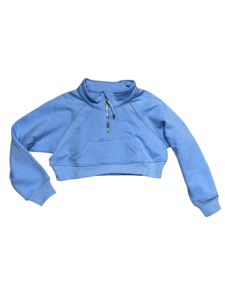 Cropped 1/4 Zip Sweatshirt Light Blue