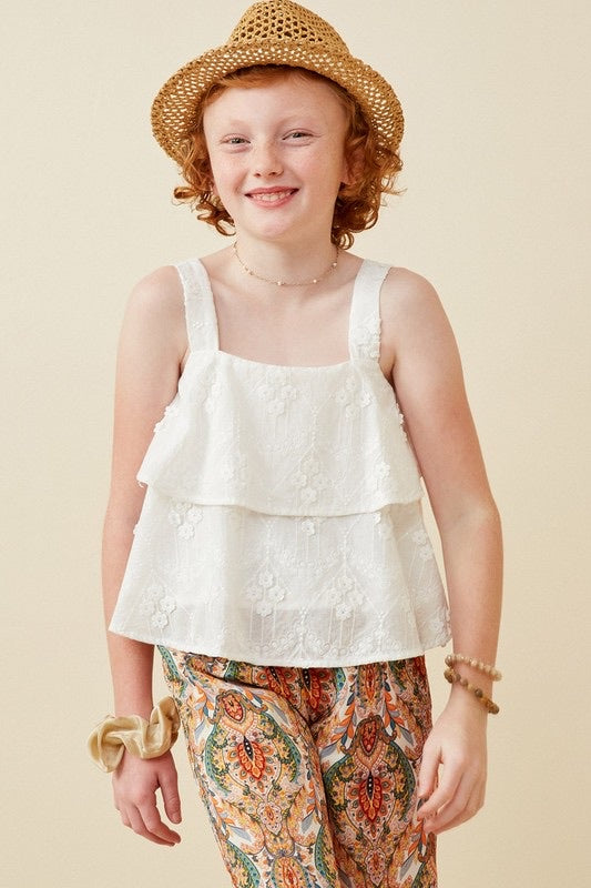 Offwhite Floral Tiered Top