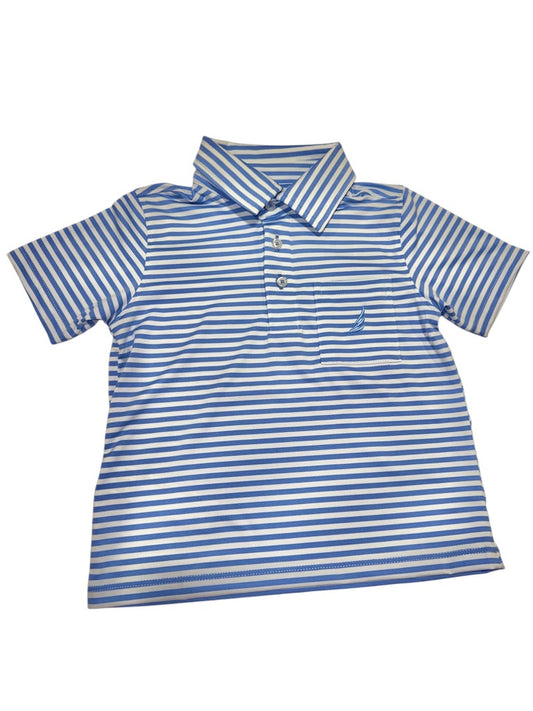 CB Brooks Blue Stripe Polo