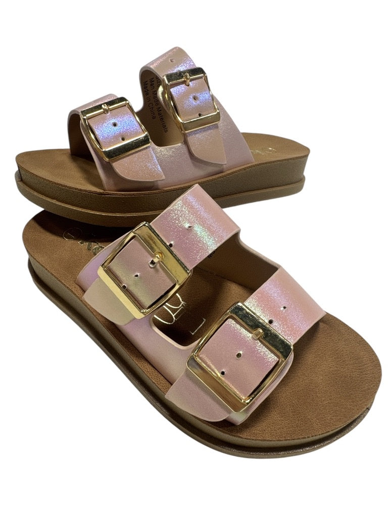 KG Pink Holographic Footbed Sandals